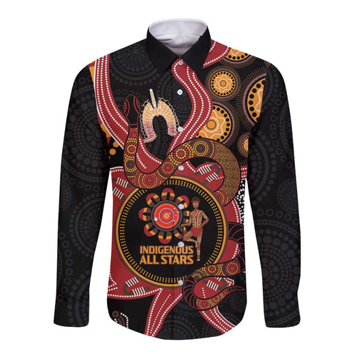Custom Australia Indigenous Rugby Long Sleeve Button Shirt 2024 Aboriginal All Stars