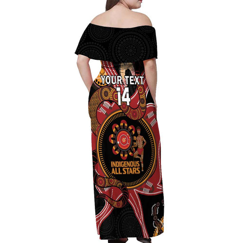 Custom Australia Indigenous Rugby Off Shoulder Maxi Dress 2024 Aboriginal All Stars