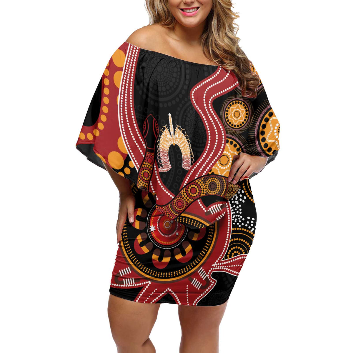 Custom Australia Indigenous Rugby Off Shoulder Short Dress 2024 Aboriginal All Stars