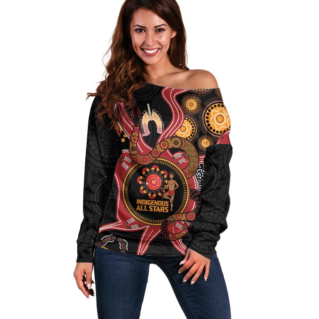 Custom Australia Indigenous Rugby Off Shoulder Sweater 2024 Aboriginal All Stars