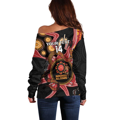 Custom Australia Indigenous Rugby Off Shoulder Sweater 2024 Aboriginal All Stars