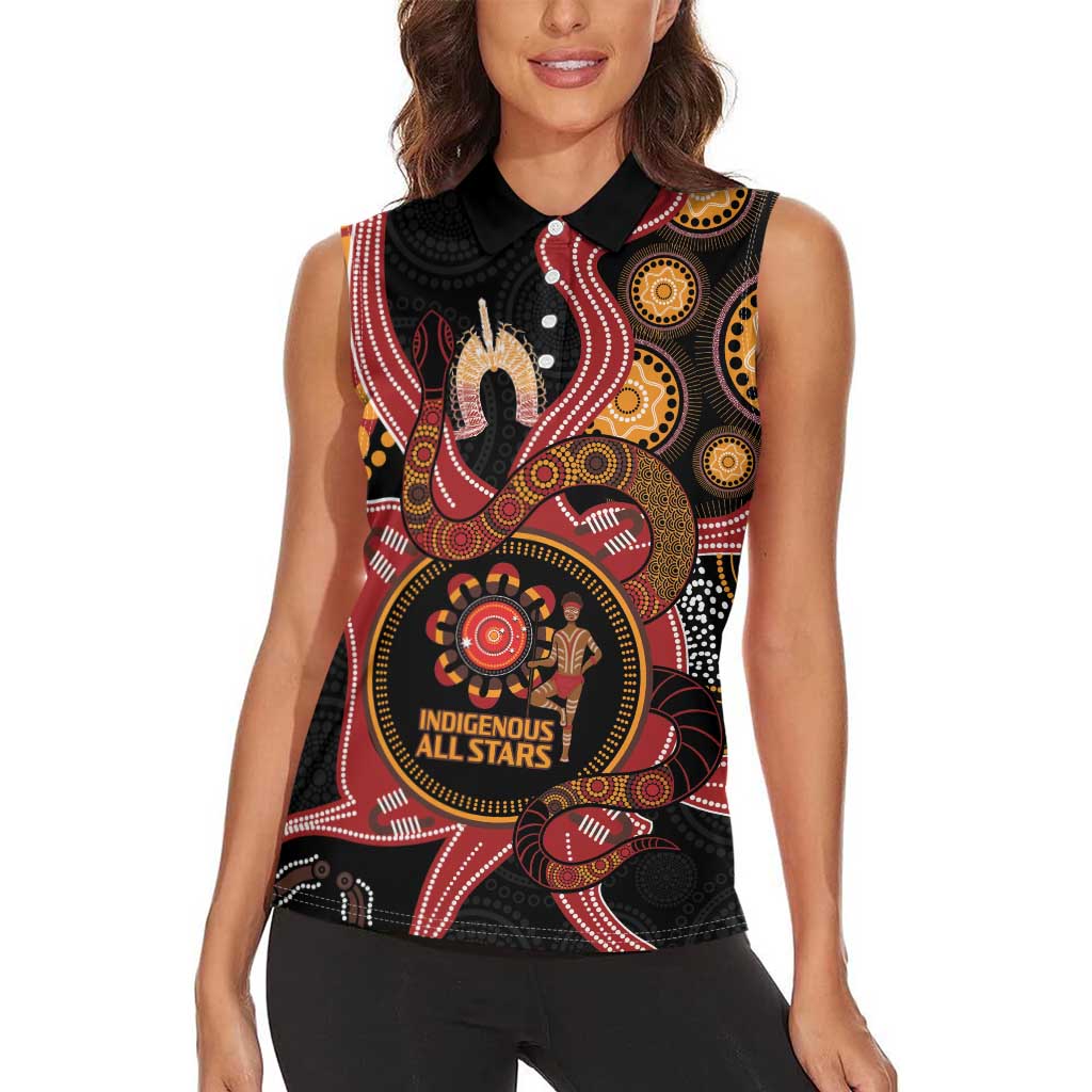 Custom Australia Indigenous Rugby Women Sleeveless Polo Shirt 2024 Aboriginal All Stars