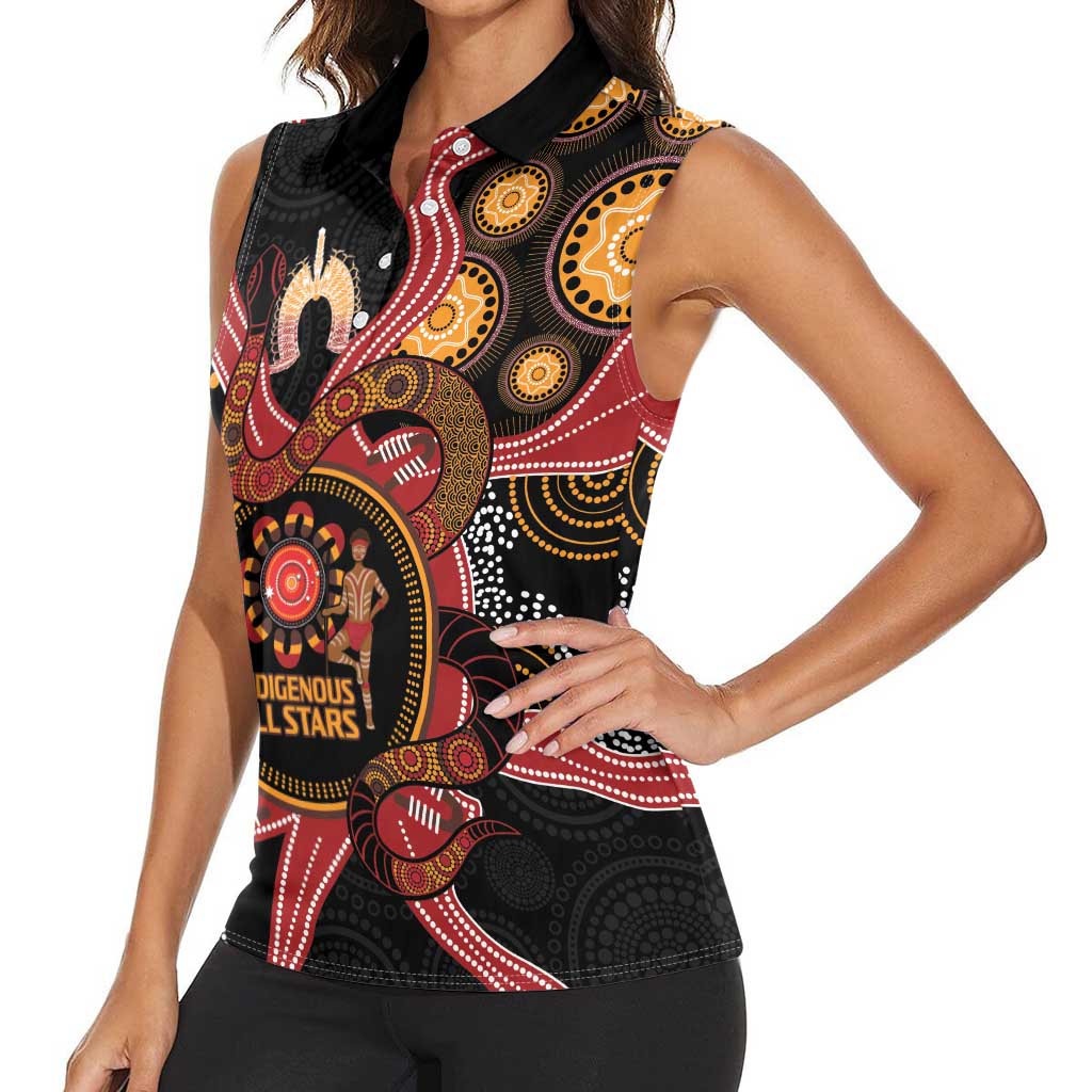 Custom Australia Indigenous Rugby Women Sleeveless Polo Shirt 2024 Aboriginal All Stars