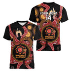 Custom Australia Indigenous Rugby Women V-Neck T-Shirt 2024 Aboriginal All Stars