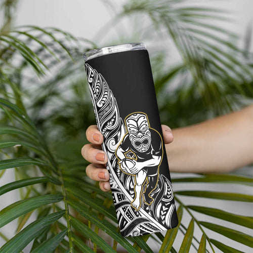 New Zealand Silver Fern Rugby Skinny Tumbler All Black Maori Version Black