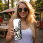 New Zealand Silver Fern Rugby Skinny Tumbler All Black Maori Version White