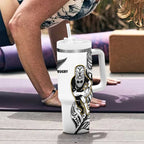 New Zealand Silver Fern Rugby Tumbler With Handle All Black Maori Version White