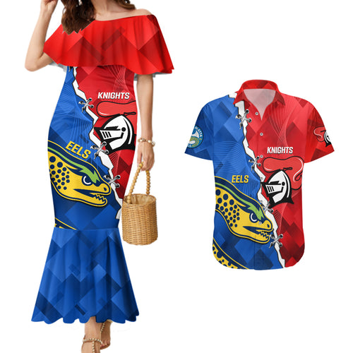 personalised-eels-and-knights-rugby-couples-matching-mermaid-dress-and-hawaiian-shirt-2023-sporty-version