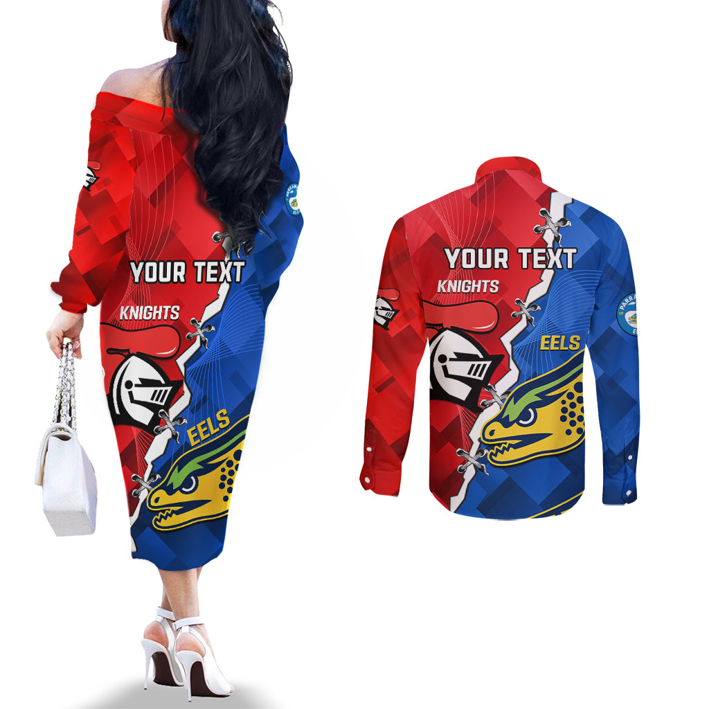 personalised-eels-and-knights-rugby-couples-matching-off-the-shoulder-long-sleeve-dress-and-long-sleeve-button-shirts-2023-sporty-version
