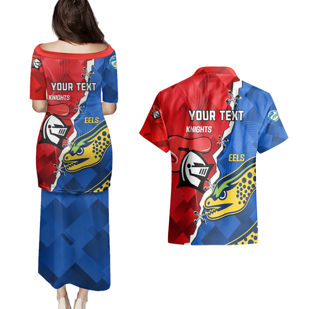 personalised-eels-and-knights-rugby-couples-matching-puletasi-dress-and-hawaiian-shirt-2023-sporty-version