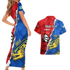 personalised-eels-and-knights-rugby-couples-matching-short-sleeve-bodycon-dress-and-hawaiian-shirt-2023-sporty-version