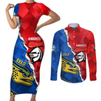 personalised-eels-and-knights-rugby-couples-matching-short-sleeve-bodycon-dress-and-long-sleeve-button-shirts-2023-sporty-version