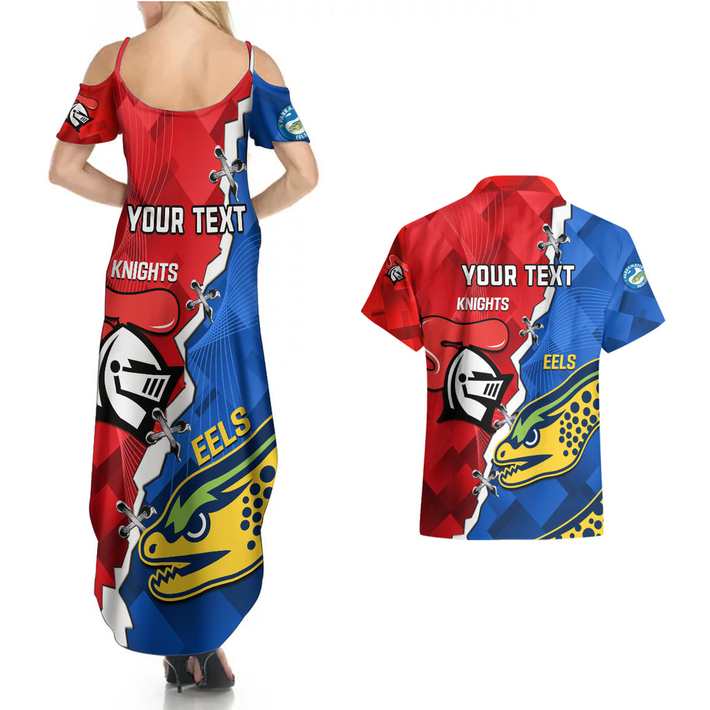 personalised-eels-and-knights-rugby-couples-matching-summer-maxi-dress-and-hawaiian-shirt-2023-sporty-version
