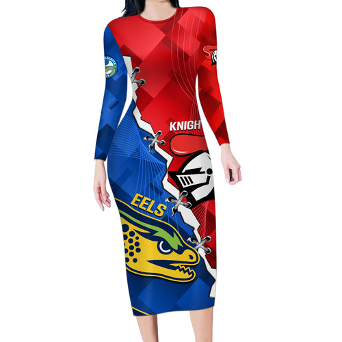 personalised-eels-and-knights-rugby-long-sleeve-bodycon-dress-2023-sporty-version