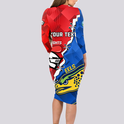 personalised-eels-and-knights-rugby-long-sleeve-bodycon-dress-2023-sporty-version