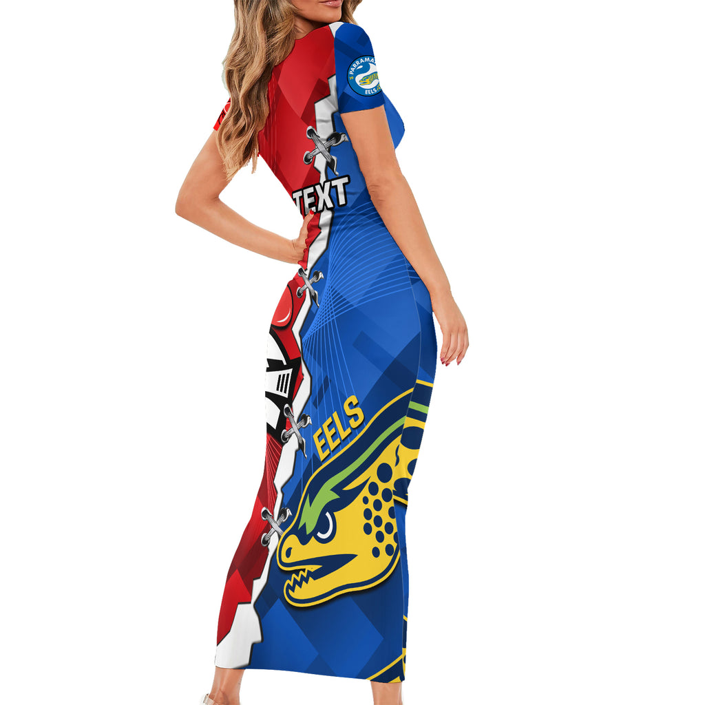 personalised-eels-and-knights-rugby-short-sleeve-bodycon-dress-2023-sporty-version