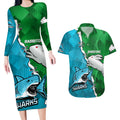 personalised-sharks-and-rabbitohs-rugby-couples-matching-long-sleeve-bodycon-dress-and-hawaiian-shirt-2023-sporty-version