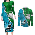 personalised-sharks-and-rabbitohs-rugby-couples-matching-long-sleeve-bodycon-dress-and-long-sleeve-button-shirts-2023-sporty-version