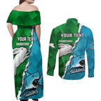 personalised-sharks-and-rabbitohs-rugby-couples-matching-off-shoulder-maxi-dress-and-long-sleeve-button-shirts-2023-sporty-version