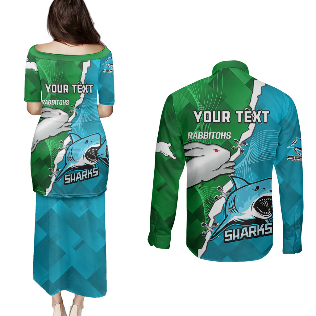 personalised-sharks-and-rabbitohs-rugby-couples-matching-puletasi-dress-and-long-sleeve-button-shirts-2023-sporty-version