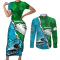 personalised-sharks-and-rabbitohs-rugby-couples-matching-short-sleeve-bodycon-dress-and-long-sleeve-button-shirts-2023-sporty-version