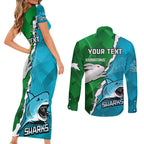 personalised-sharks-and-rabbitohs-rugby-couples-matching-short-sleeve-bodycon-dress-and-long-sleeve-button-shirts-2023-sporty-version
