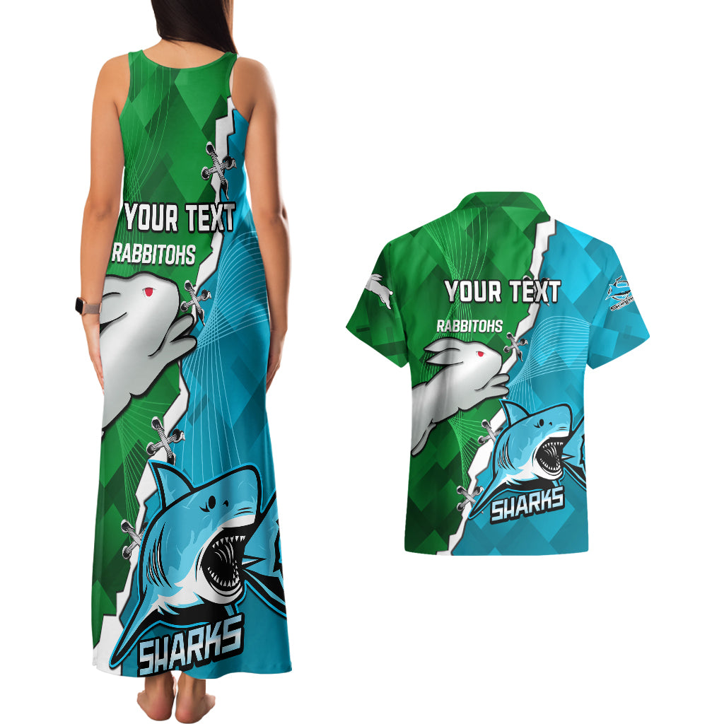 personalised-sharks-and-rabbitohs-rugby-couples-matching-tank-maxi-dress-and-hawaiian-shirt-2023-sporty-version