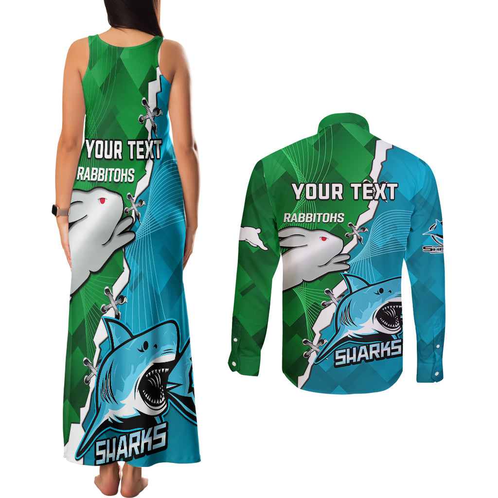 personalised-sharks-and-rabbitohs-rugby-couples-matching-tank-maxi-dress-and-long-sleeve-button-shirts-2023-sporty-version