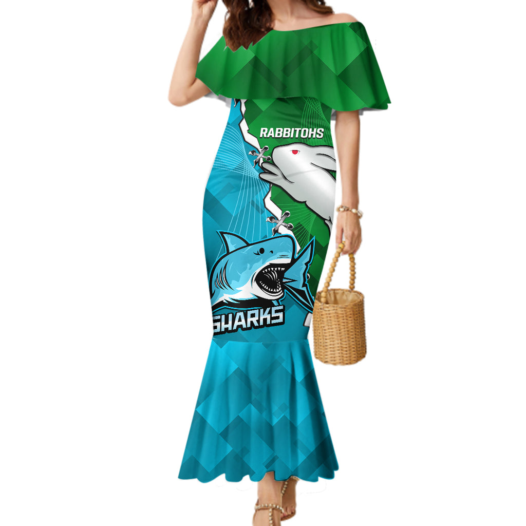 personalised-sharks-and-rabbitohs-rugby-mermaid-dress-2023-sporty-version
