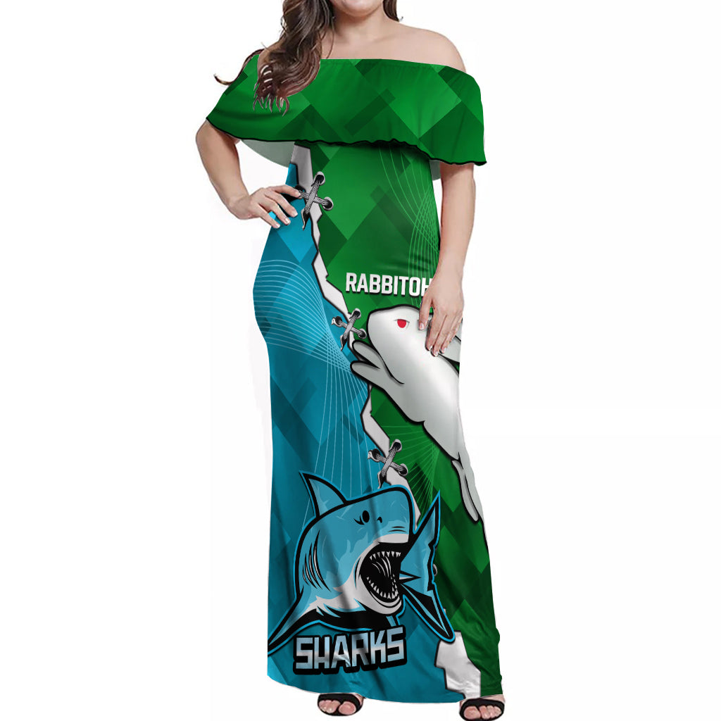 personalised-sharks-and-rabbitohs-rugby-off-shoulder-maxi-dress-2023-sporty-version