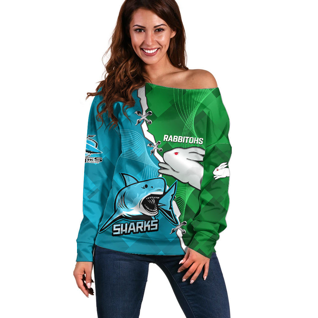personalised-sharks-and-rabbitohs-rugby-off-shoulder-sweater-2023-sporty-version
