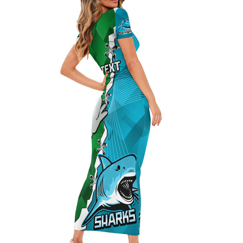 personalised-sharks-and-rabbitohs-rugby-short-sleeve-bodycon-dress-2023-sporty-version