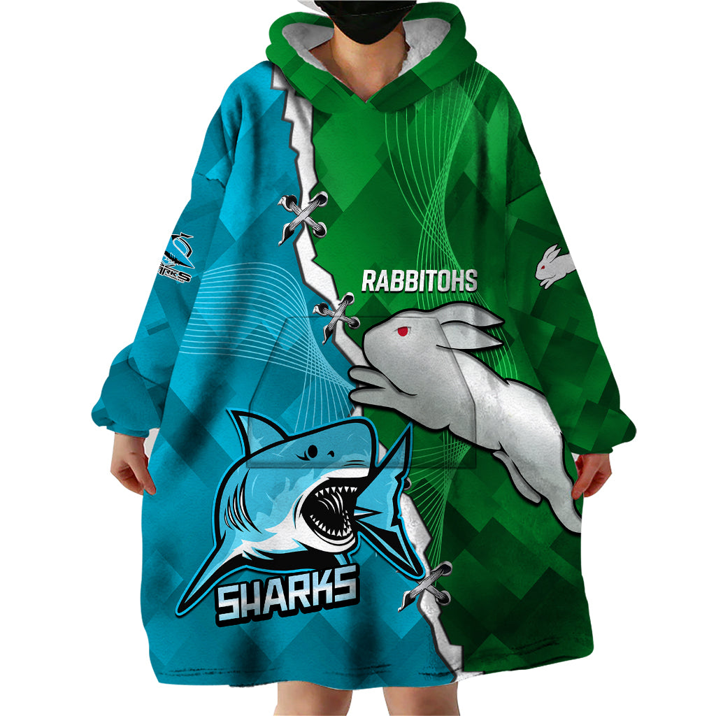 personalised-sharks-and-rabbitohs-rugby-wearable-blanket-hoodie-2023-sporty-version