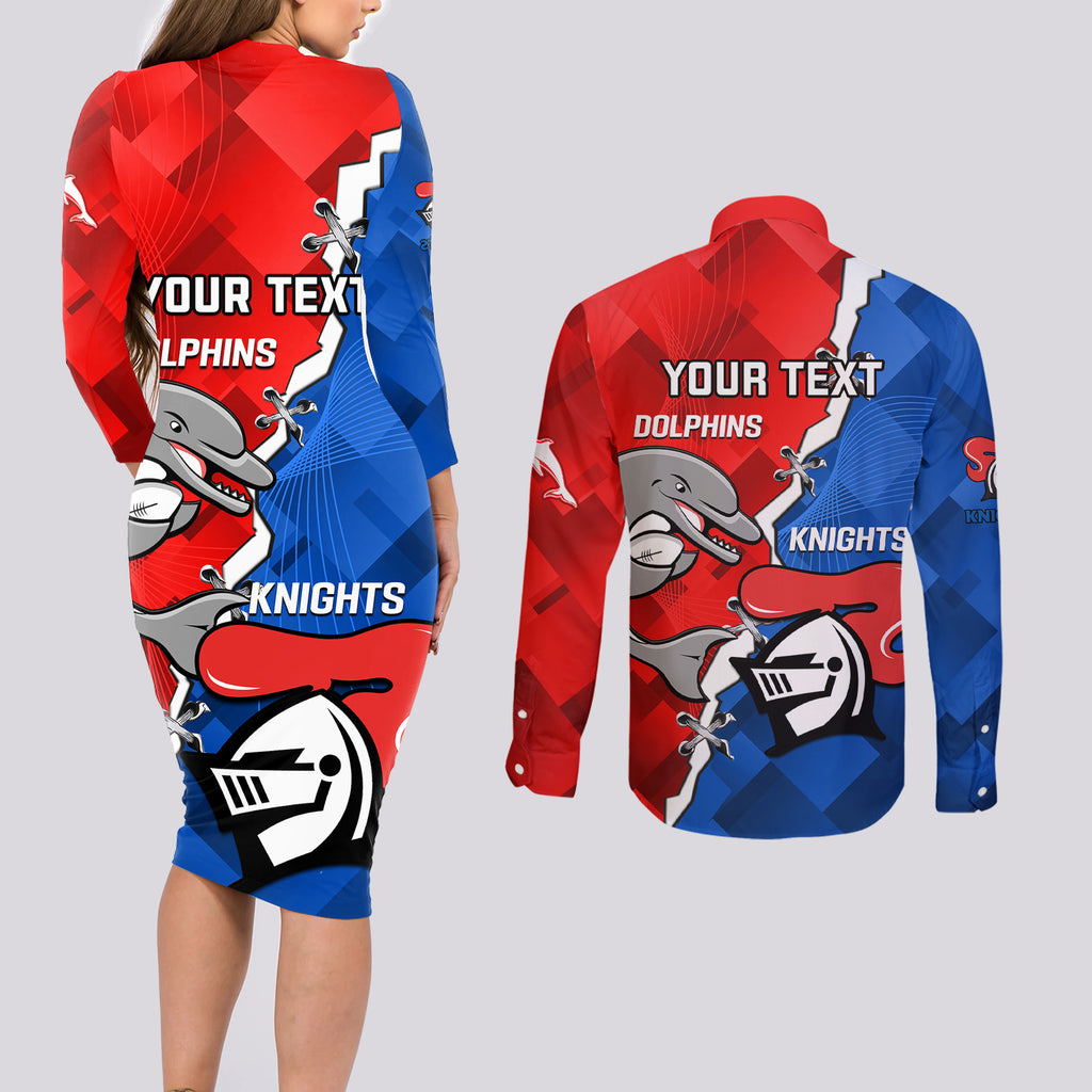 personalised-dolphins-and-knights-rugby-couples-matching-long-sleeve-bodycon-dress-and-long-sleeve-button-shirts-2023-sporty-version