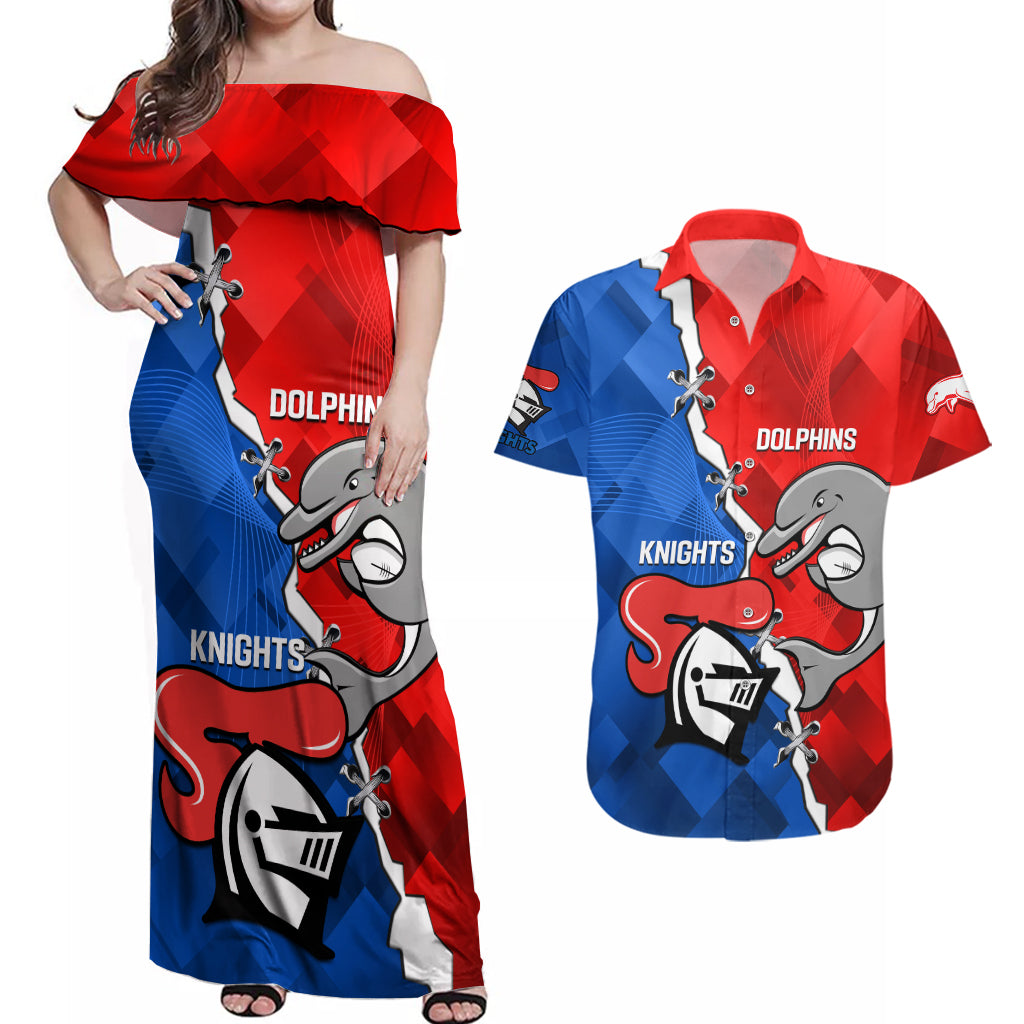 personalised-dolphins-and-knights-rugby-couples-matching-off-shoulder-maxi-dress-and-hawaiian-shirt-2023-sporty-version
