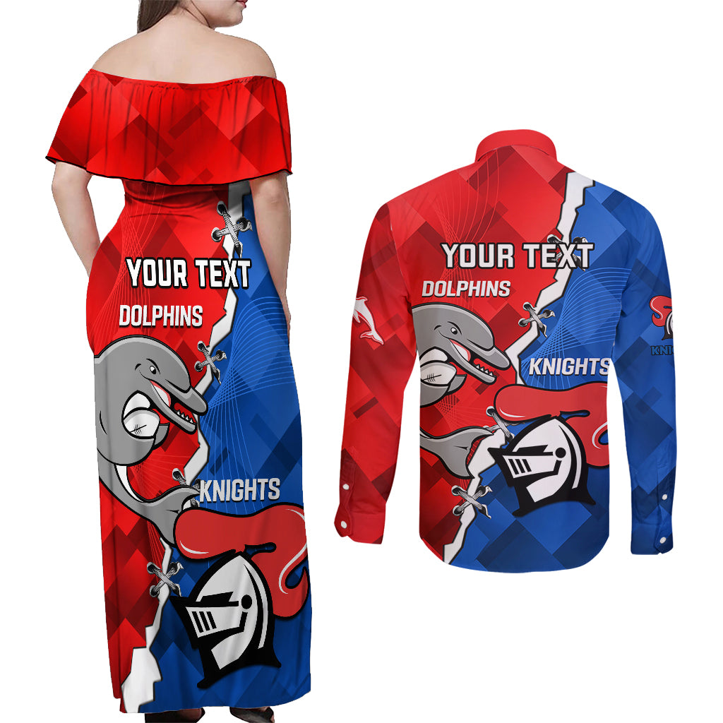 personalised-dolphins-and-knights-rugby-couples-matching-off-shoulder-maxi-dress-and-long-sleeve-button-shirts-2023-sporty-version