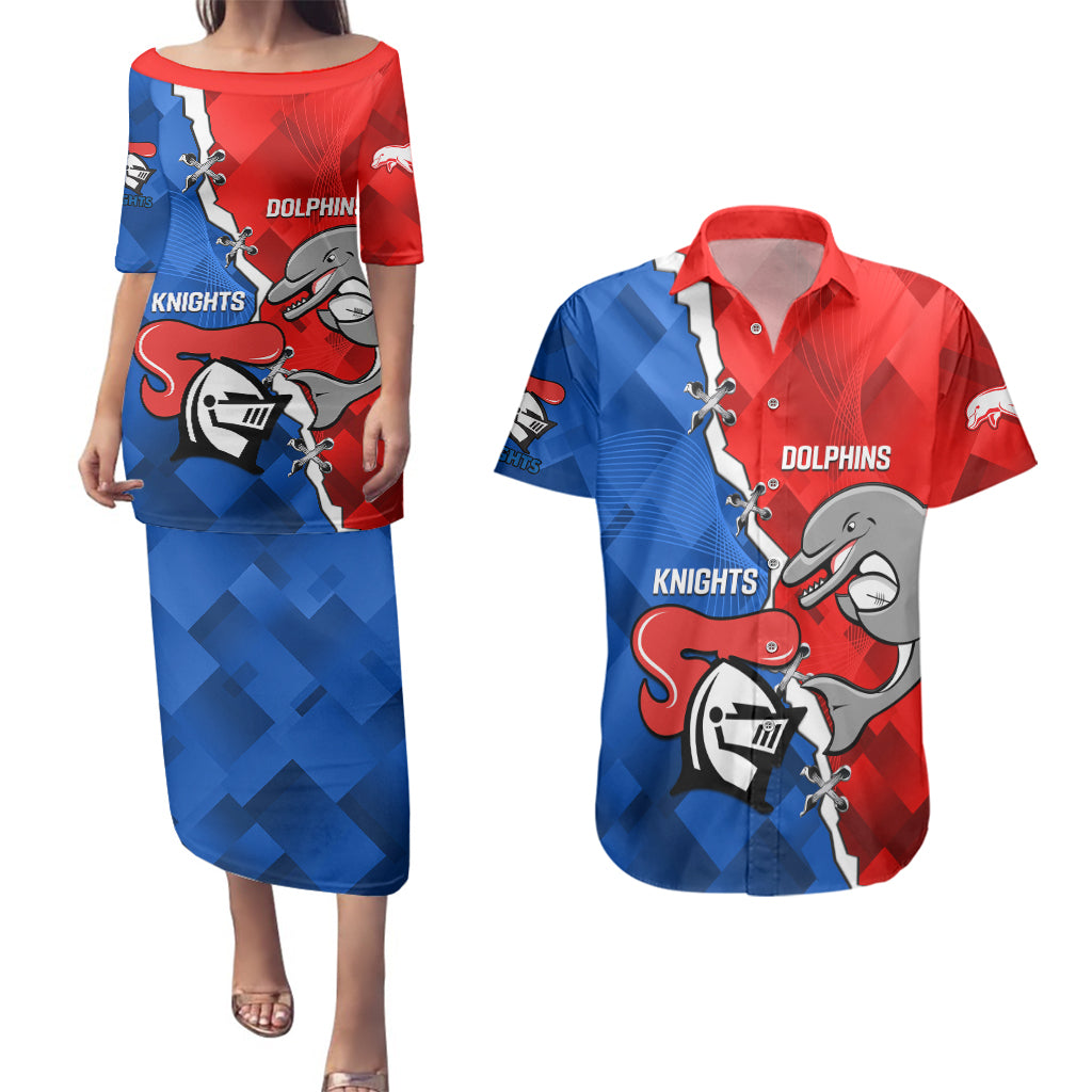 personalised-dolphins-and-knights-rugby-couples-matching-puletasi-dress-and-hawaiian-shirt-2023-sporty-version