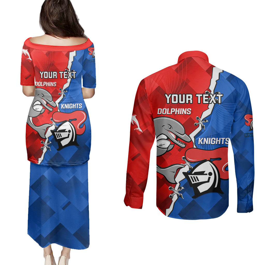 personalised-dolphins-and-knights-rugby-couples-matching-puletasi-dress-and-long-sleeve-button-shirts-2023-sporty-version