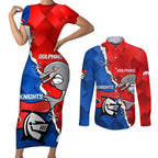 personalised-dolphins-and-knights-rugby-couples-matching-short-sleeve-bodycon-dress-and-long-sleeve-button-shirts-2023-sporty-version