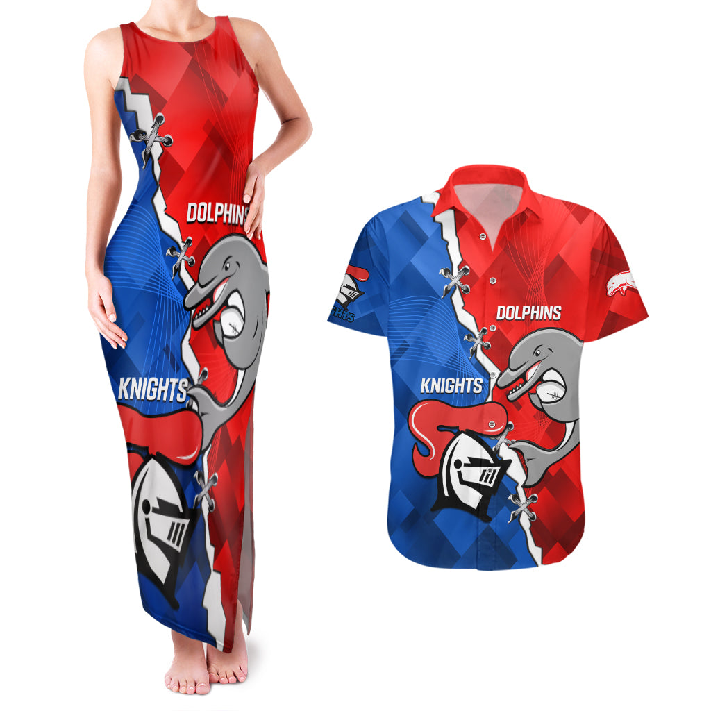 personalised-dolphins-and-knights-rugby-couples-matching-tank-maxi-dress-and-hawaiian-shirt-2023-sporty-version