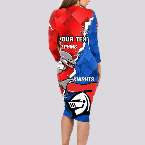 personalised-dolphins-and-knights-rugby-long-sleeve-bodycon-dress-2023-sporty-version