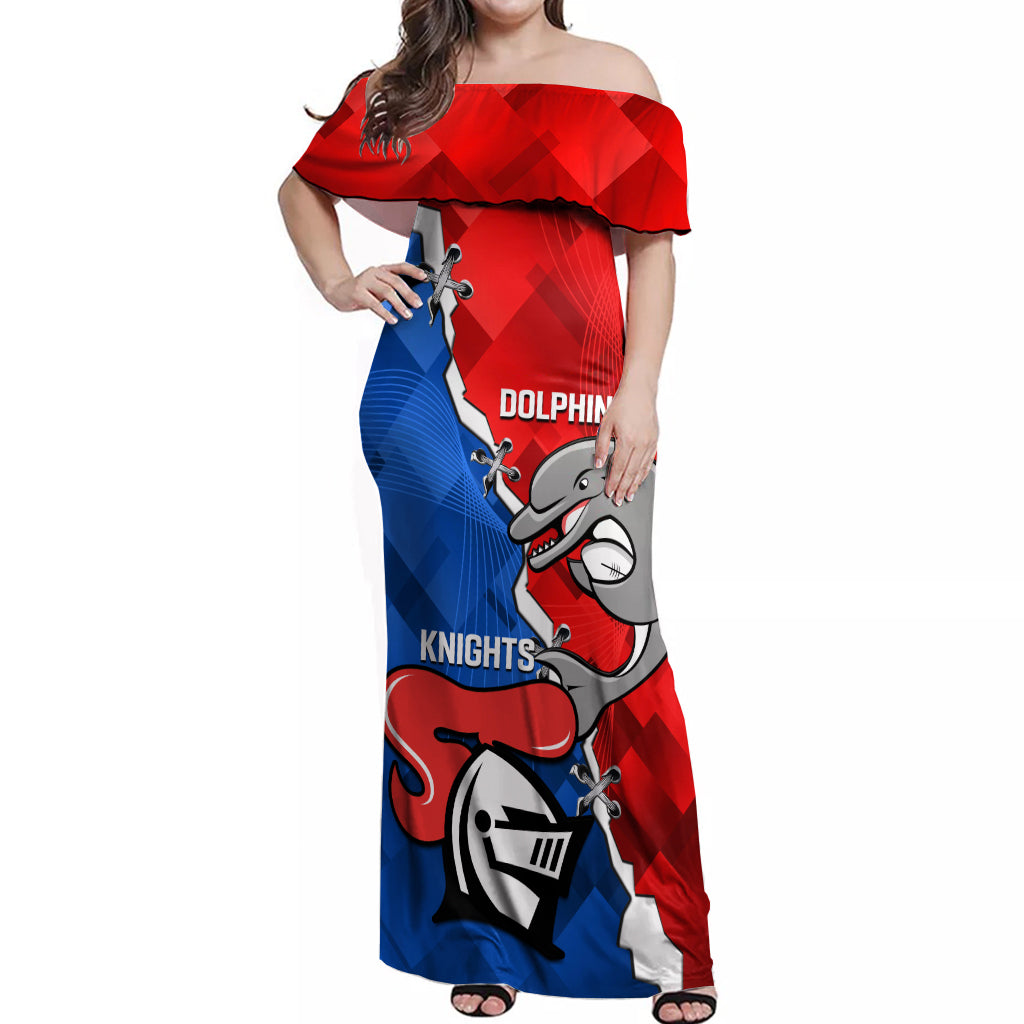 personalised-dolphins-and-knights-rugby-off-shoulder-maxi-dress-2023-sporty-version