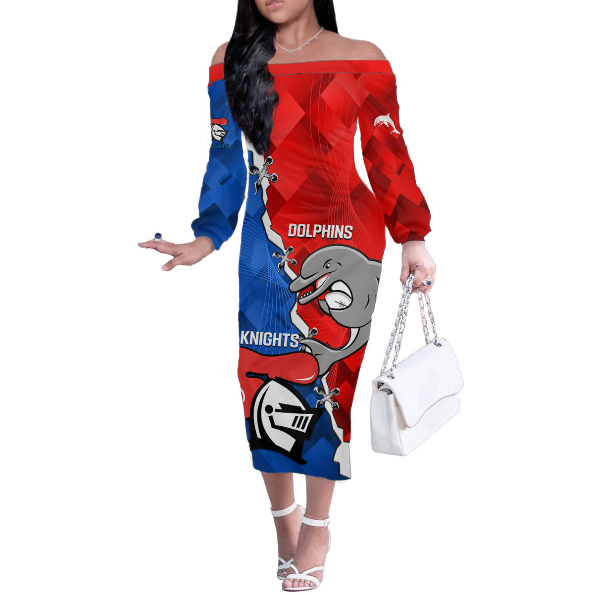 personalised-dolphins-and-knights-rugby-off-the-shoulder-long-sleeve-dress-2023-sporty-version