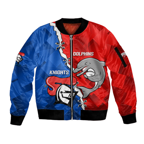 personalised-dolphins-and-knights-rugby-sleeve-zip-bomber-jacket-2023-sporty-version