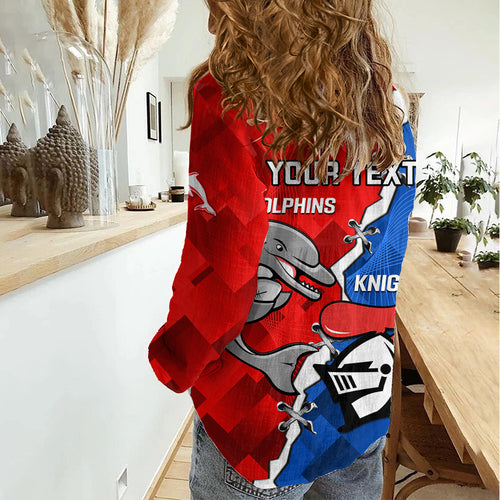 Personalised Dolphins and Knights Rugby Women Casual Shirt 2023 Sporty Version LT14