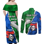 personalised-knights-and-rabbitohs-rugby-couples-matching-off-shoulder-maxi-dress-and-long-sleeve-button-shirts-2023-sporty-version