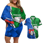 personalised-knights-and-rabbitohs-rugby-couples-matching-off-shoulder-short-dress-and-hawaiian-shirt-2023-sporty-version