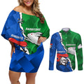 personalised-knights-and-rabbitohs-rugby-couples-matching-off-shoulder-short-dress-and-long-sleeve-button-shirts-2023-sporty-version