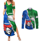 personalised-knights-and-rabbitohs-rugby-couples-matching-summer-maxi-dress-and-long-sleeve-button-shirts-2023-sporty-version