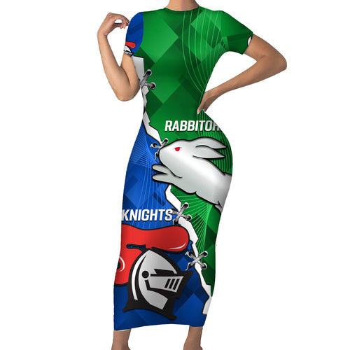 personalised-knights-and-rabbitohs-rugby-short-sleeve-bodycon-dress-2023-sporty-version